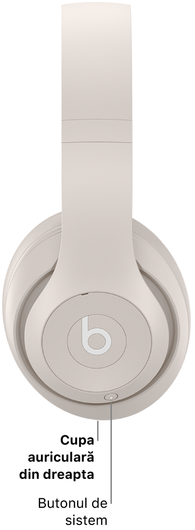 Butonul de sistem de pe Beats&nbsp;Studio&nbsp;Pro, situat pe cupa auriculară din dreapta.