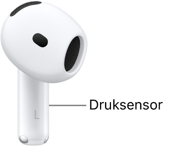 De locatie van de druksensor op de AirPods&nbsp;4, op de steel van beide AirPods.