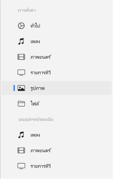 แถบด้านข้างที่แสดงว่ารูปภาพถูกเลือกอยู่