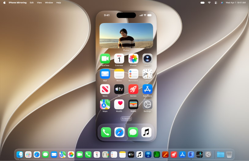 На&nbsp;экране Mac отображается приложение «Видеоповтор iPhone».