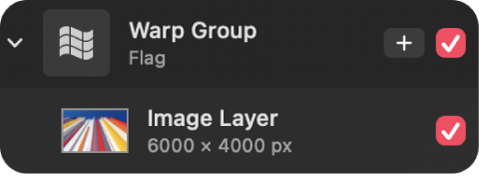 A warp group in the Layers sidebar.