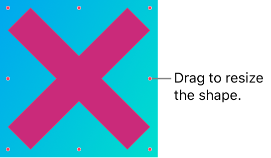 A vector graphic in the shape of an X with handles to resize it.