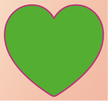 Una figura de corazón con una capa de trazo aplicada para crear un contorno rojo. Una figura con un trazo añadido.