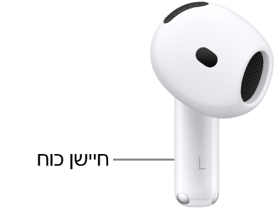 המיקום של חיישן הכוח ב‑AirPods 5, לאורך מקלון האוזניה בשתי אוזניות ה‑AirPods.