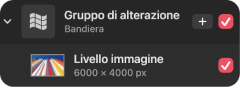 Un gruppo di alterazione nella barra laterale dei livelli.
