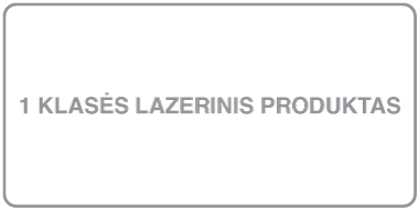 Žyma, ant kurios parašyta „Class 1 laser product“.