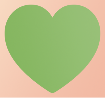 초록색 단색 채우기가 적용된 하트 모양.