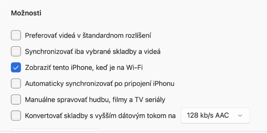Možnosti synchronizácie na správu obsahu.