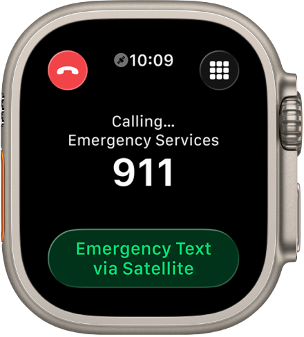 Una pantalla mostrando el mensaje “Sin conexión” después de intentar llamada a los servicios de emergencia. El botón Mensaje de emergencia está en la parte inferior.