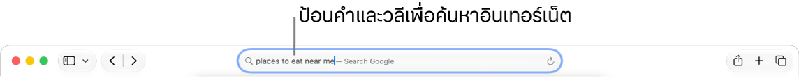 ช่องค้นหาอัจฉริยะของ Safari ที่ซึ่งคุณสามารถป้อนคำและวลีเพื่อค้นหาในอินเทอร์เน็ตได้