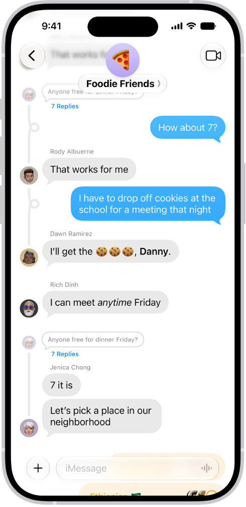 A group conversation in Messages.