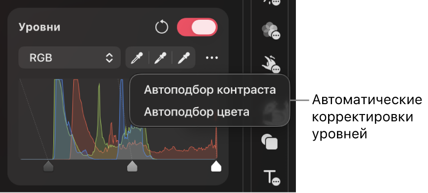 Панель «Уровни» с&nbsp;примененными автоматическими корректировками