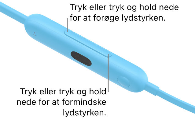 Billede af det venstre Beats&nbsp;Flex-betjeningsmodul med lydstyrkeknappen.