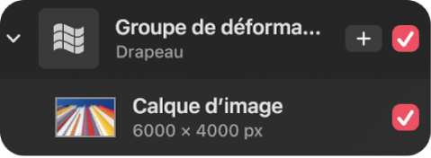 Un groupe de déformation dans la barre latérale Calques.