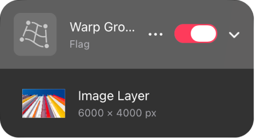 A warp group in the Layers sidebar.
