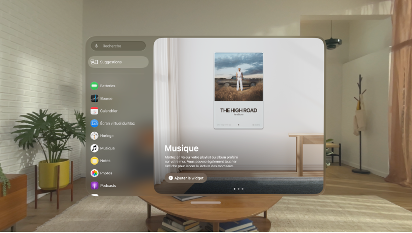 L’app Widgets sur l’Apple&nbsp;Vision&nbsp;Pro.