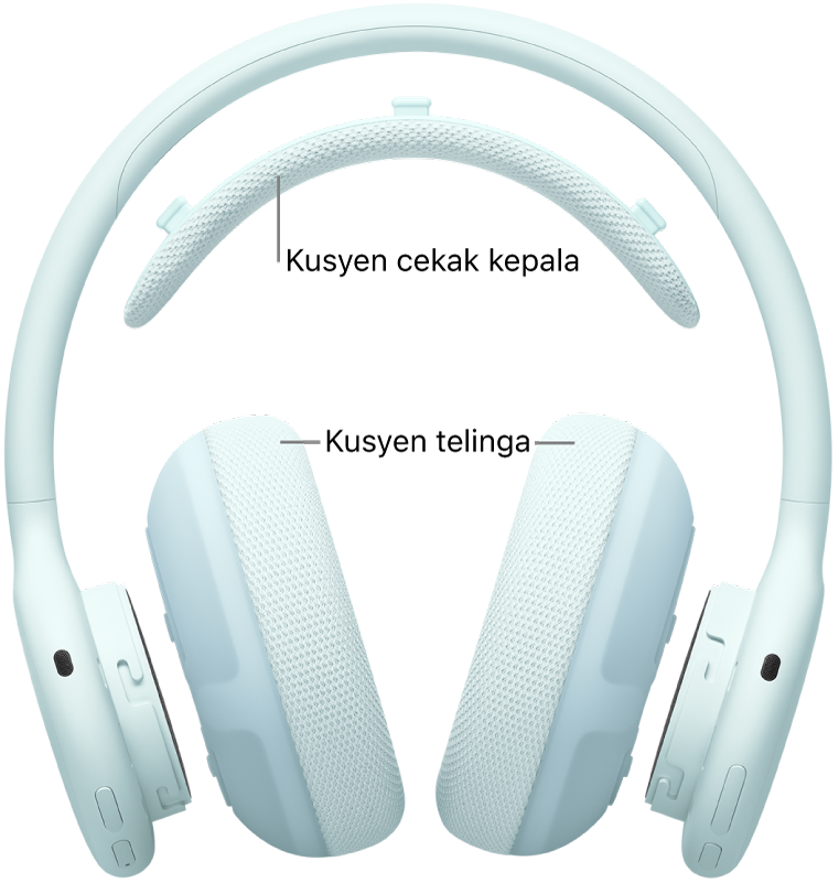 Beats 360 menunjukkan kusyen cekak kepala dan kusyen telinga ditanggalkan.