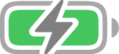Battery icon with a lightning bolt indicates that the battery is charging.