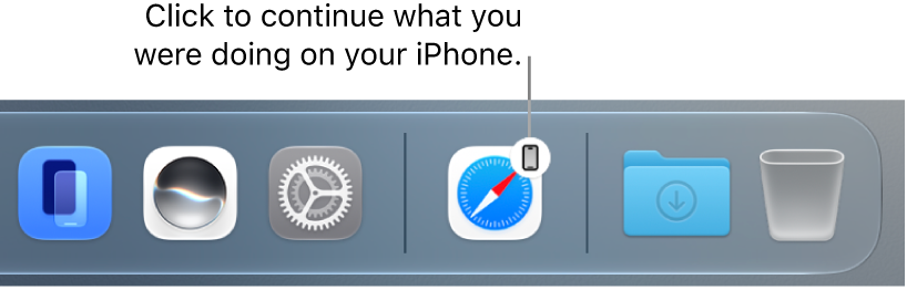 The Handoff icon visible in the Dock on a Mac.