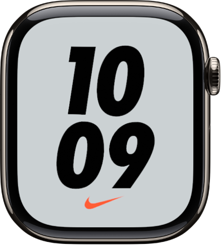 Циферблат Nike (на&nbsp;пружинах), в&nbsp;центре которого показано время крупными цифрами.