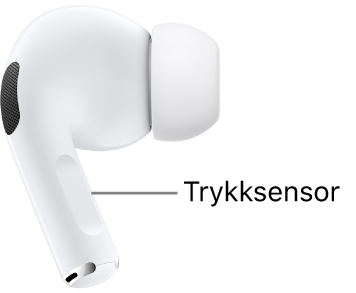 Plasseringen av trykksensoren på AirPods&nbsp;Pro&nbsp;3 langs stilken på hver AirPod.