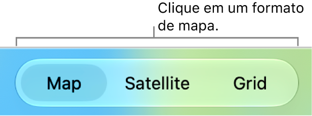 Botões Mapa, Satélite e Grade.