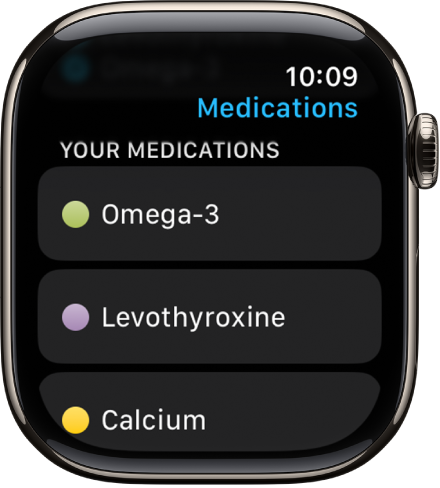 Appen Läkemedel visar en lista med alla läkemedel.