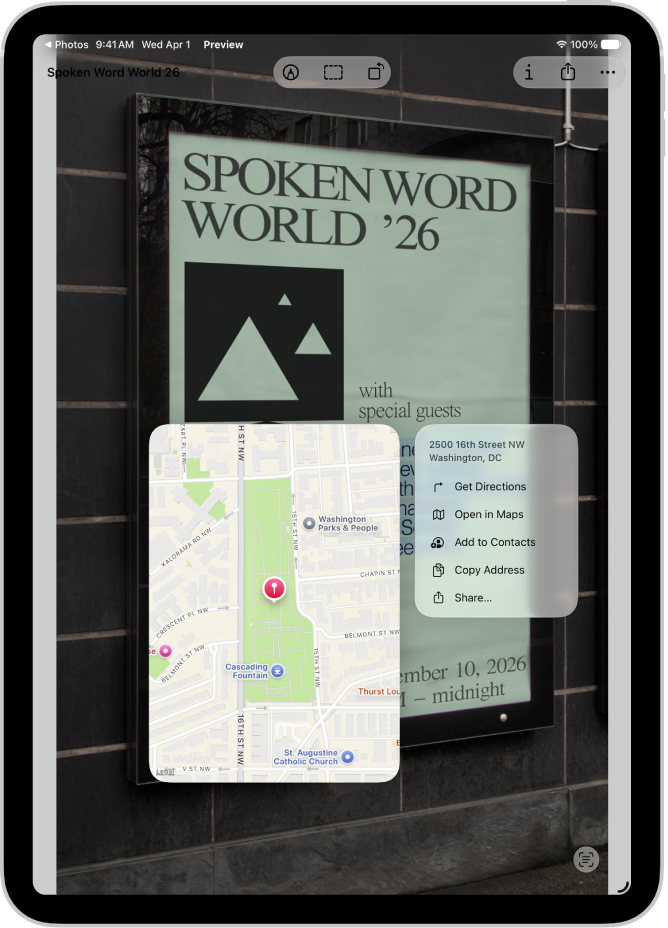 A photo of a real estate sign, with the phone number highlighted. Above the phone number are the Call, Message, Add to Contacts, and Copy options.
