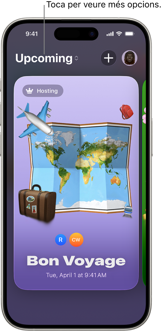 Pantalla de l’app Invitacions en què es mostra un esdeveniment proper.