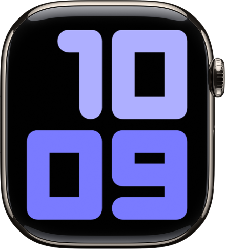 The Numerals Duo watch face showing the time in very large numbers.