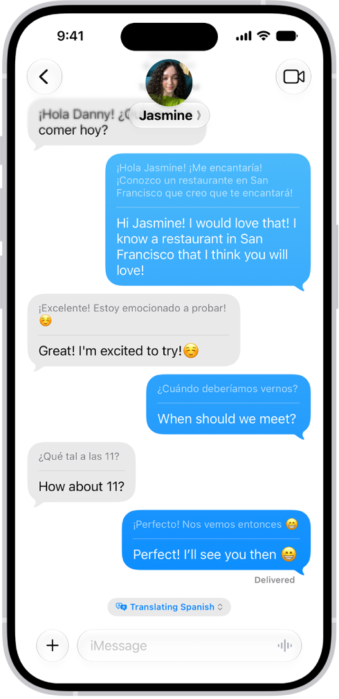 Una conversazione di Messaggi tradotta dallo spagnolo all’inglese.