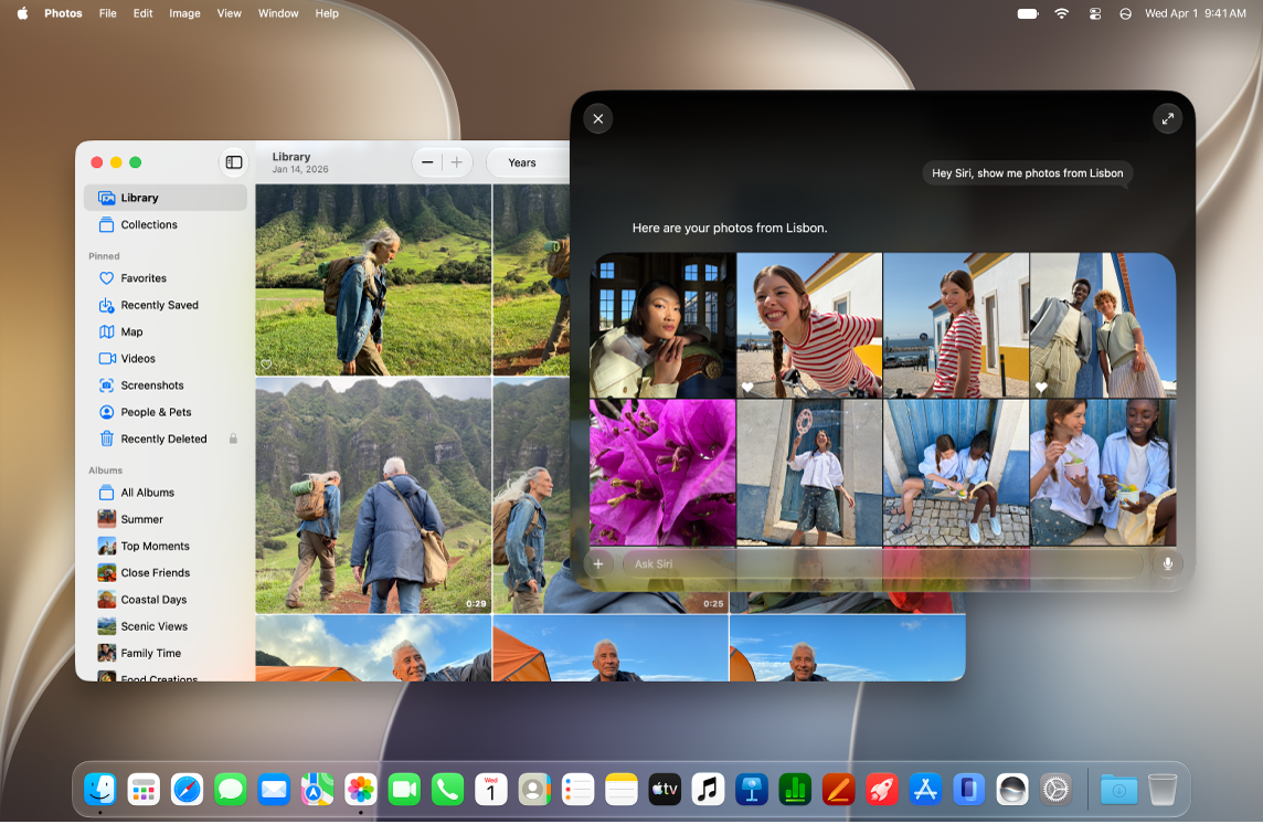A Mac showing Siri finding content specified in the request.