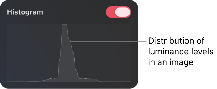 Luminance histogram showing distribution of luminance levels in an image layer.