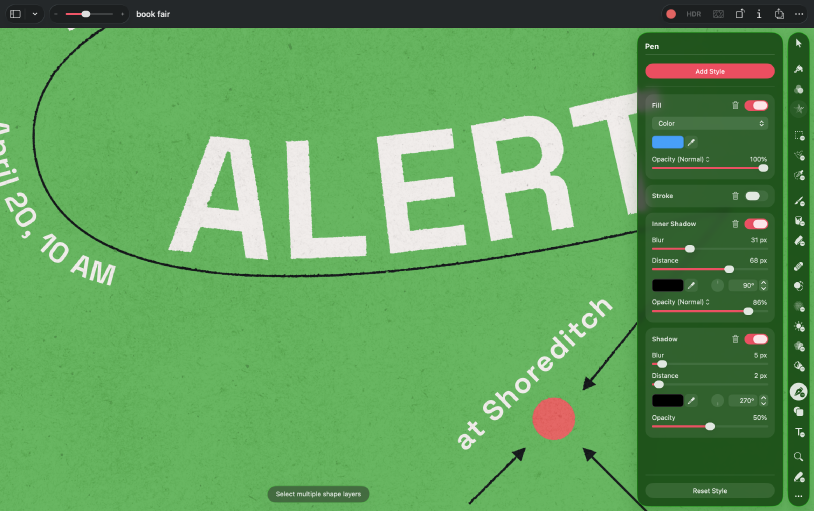 A graphic design in the Paint workspace.