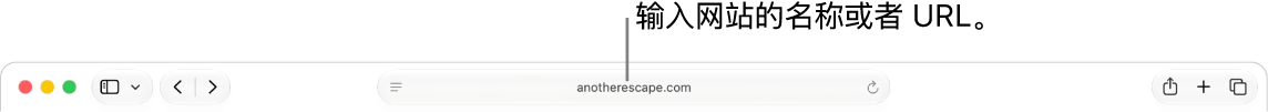Safari 浏览器智能搜索栏，可在此输入网站的名称或 URL。