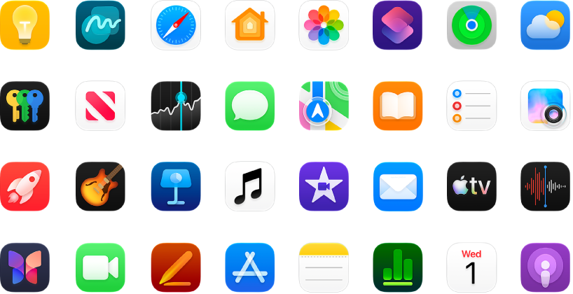 Icons of apps included with macOS.