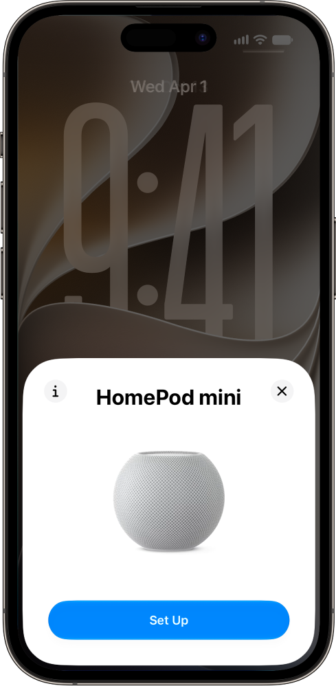 The HomePod setup screen.