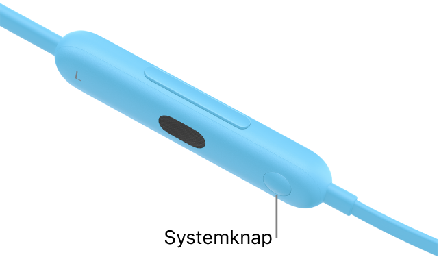 Systemknappen på Beats&nbsp;Flex, der er placeret på det venstre betjeningsmodul.