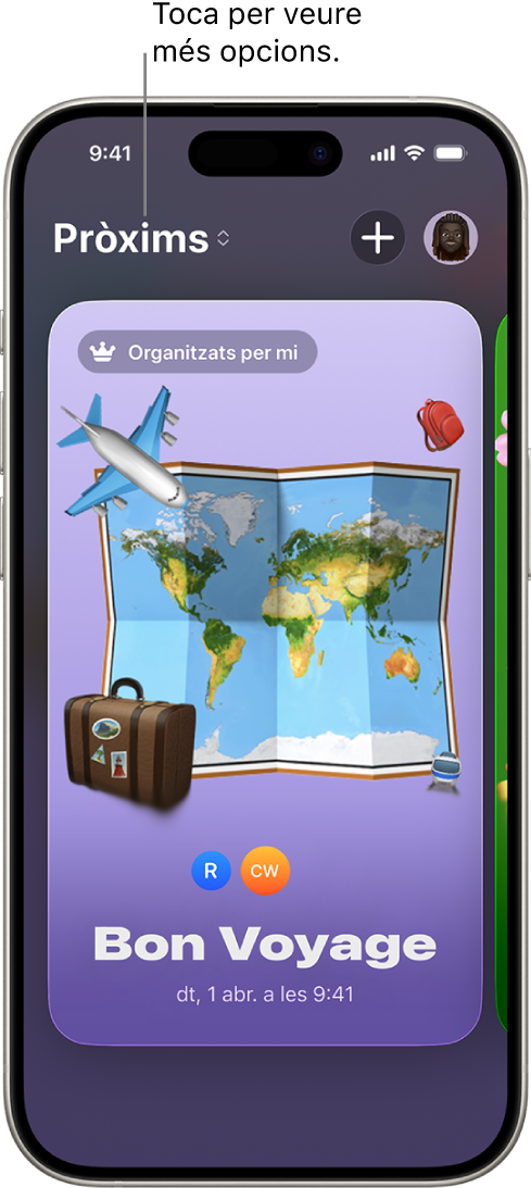 Pantalla de l’app Invitacions en què es mostra un esdeveniment proper.