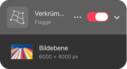 Eine Verkrümmungsgruppe in der Seitenleiste „Ebenen“.