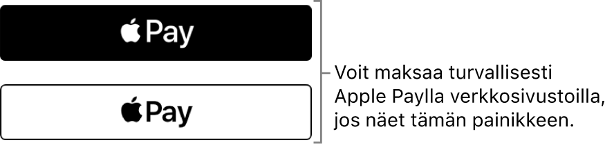 Painike, joka näkyy Apple&nbsp;Pay ‑maksuja hyväksyvillä verkkosivustoilla.