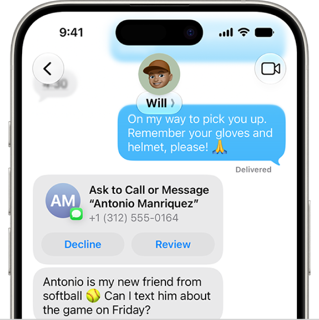 A message request from a child to add a new contact.