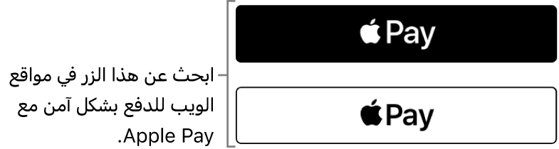 الزر الذي يظهر على مواقع الويب التي تقبل Apple&nbsp;Pay للمشتريات.