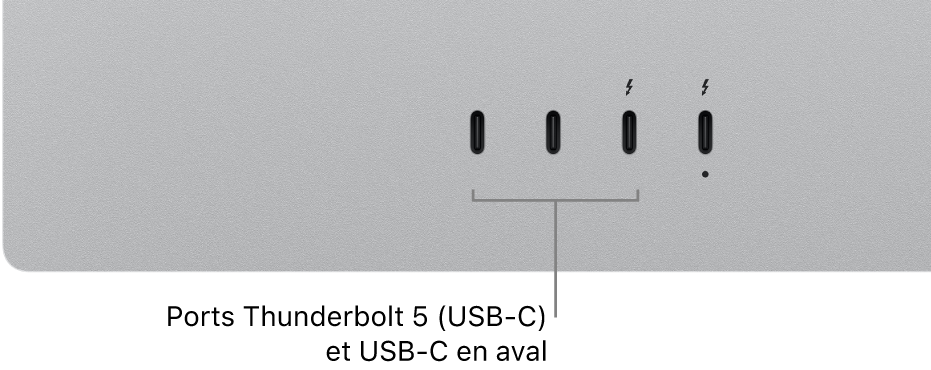 Les ports Thunderbolt et USB-C en aval.