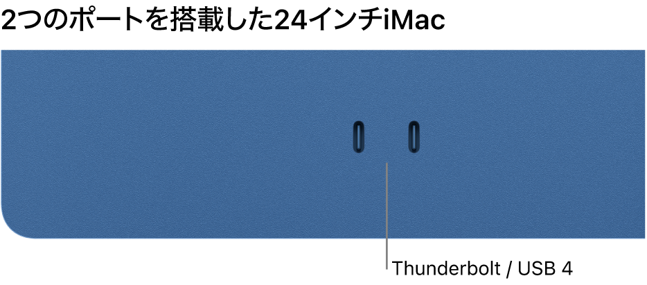 iMac。2つのThunderbolt / USB 4ポートがあります。