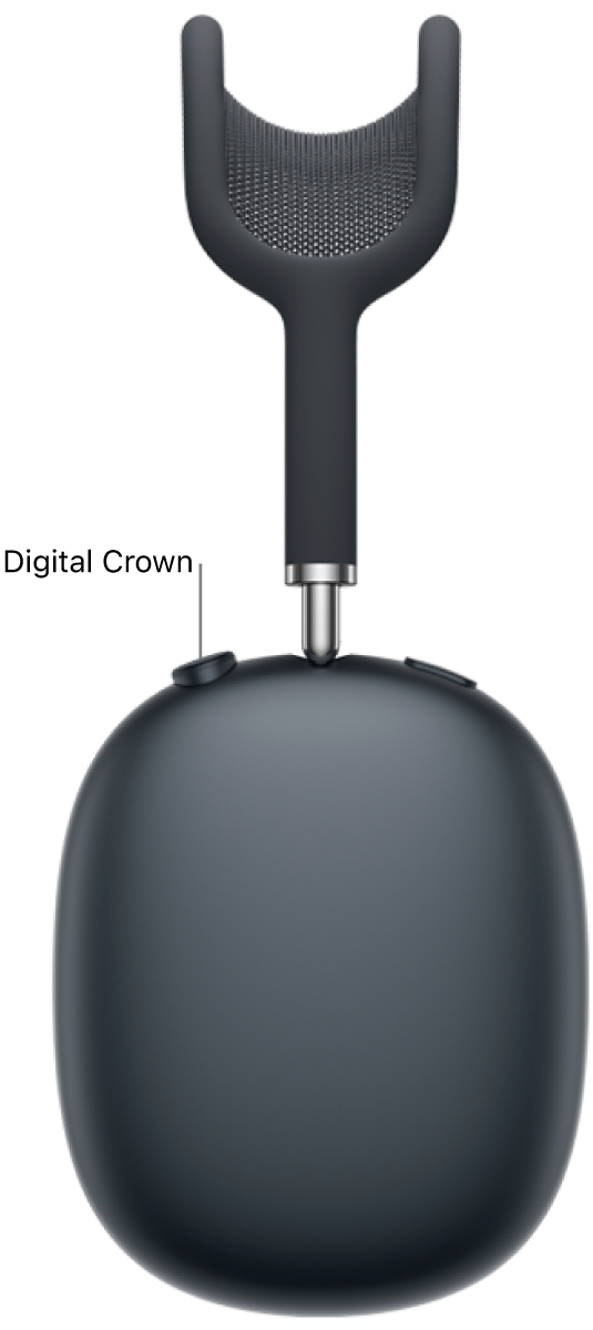 L’emplacement de la Digital&nbsp;Crown sur l’oreillette droite des AirPods&nbsp;Max&nbsp;2.