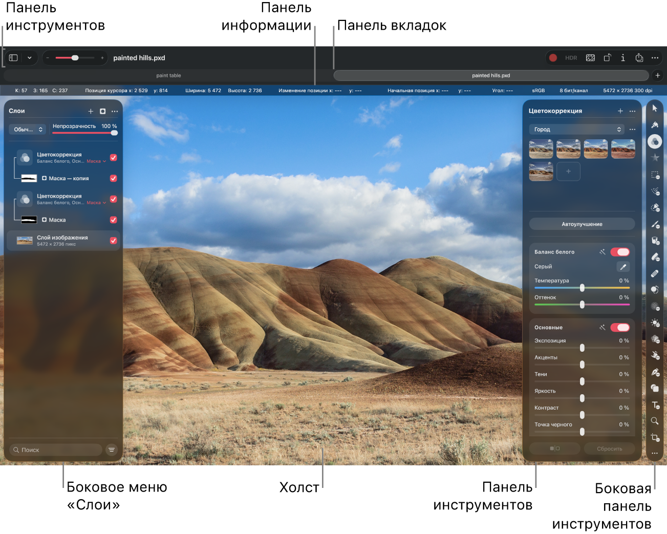 Интерфейс приложения Pixelmator&nbsp;Pro