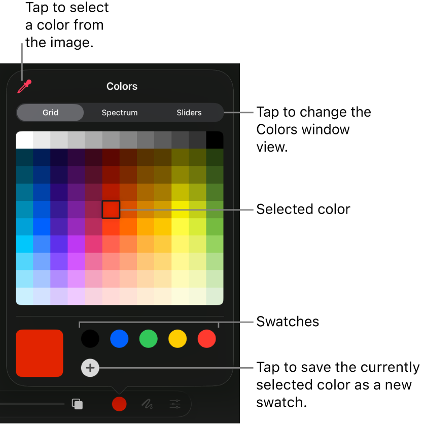 The Colors dialog showing common color controls.