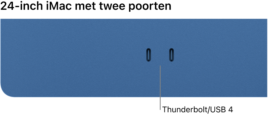 Een iMac met twee Thunderbolt-/USB&nbsp;4-poorten.
