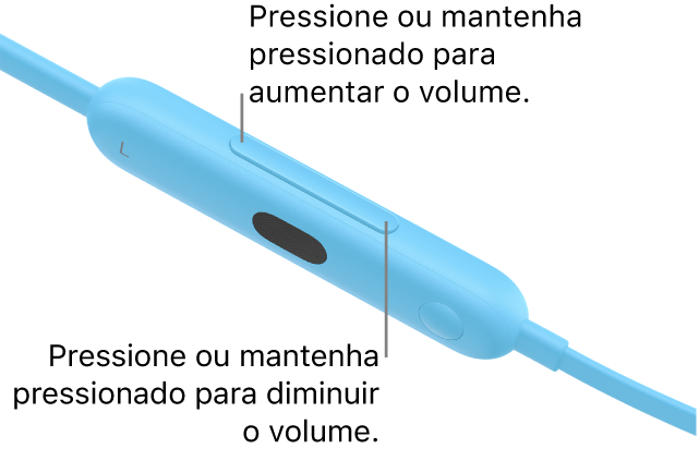 Imagem do módulo de controle esquerdo dos Beats&nbsp;Flex mostrando o botão de volume.